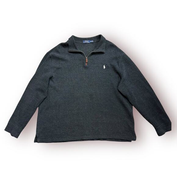 Men's Polo by Ralph Lauren Gray Long Sleeve Collared Zip Pullover Sweater XXL 2x - Picture 1 of 3